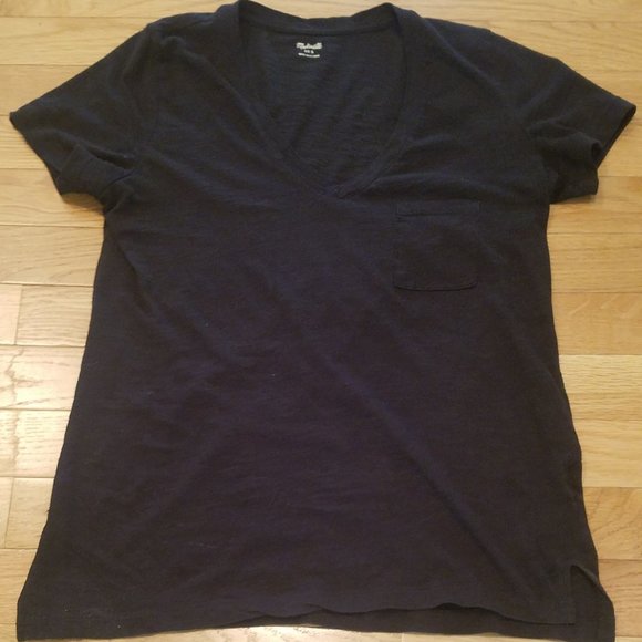 Madewell Tops - Madewell Vintage Whisper Cotton V-Neck Tee - Black - S